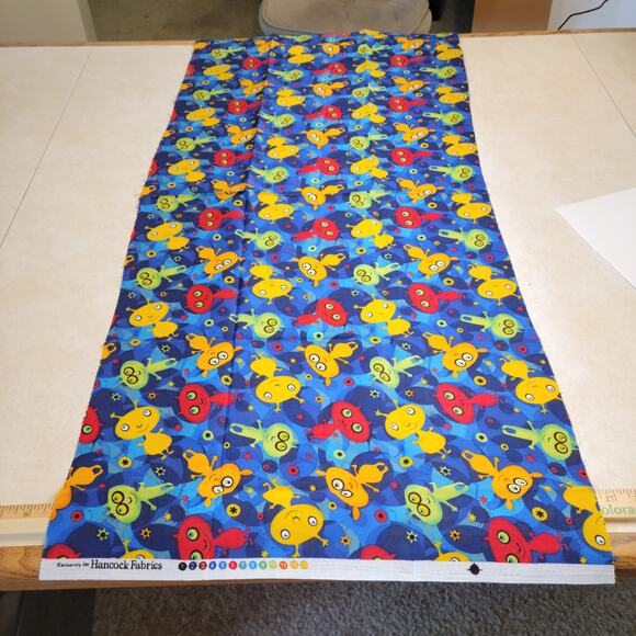 Cotton Fabric Colorful Aliens Stars Blue Space Print 18" x  44" Hancock Fabrics - Picture 2 of 14